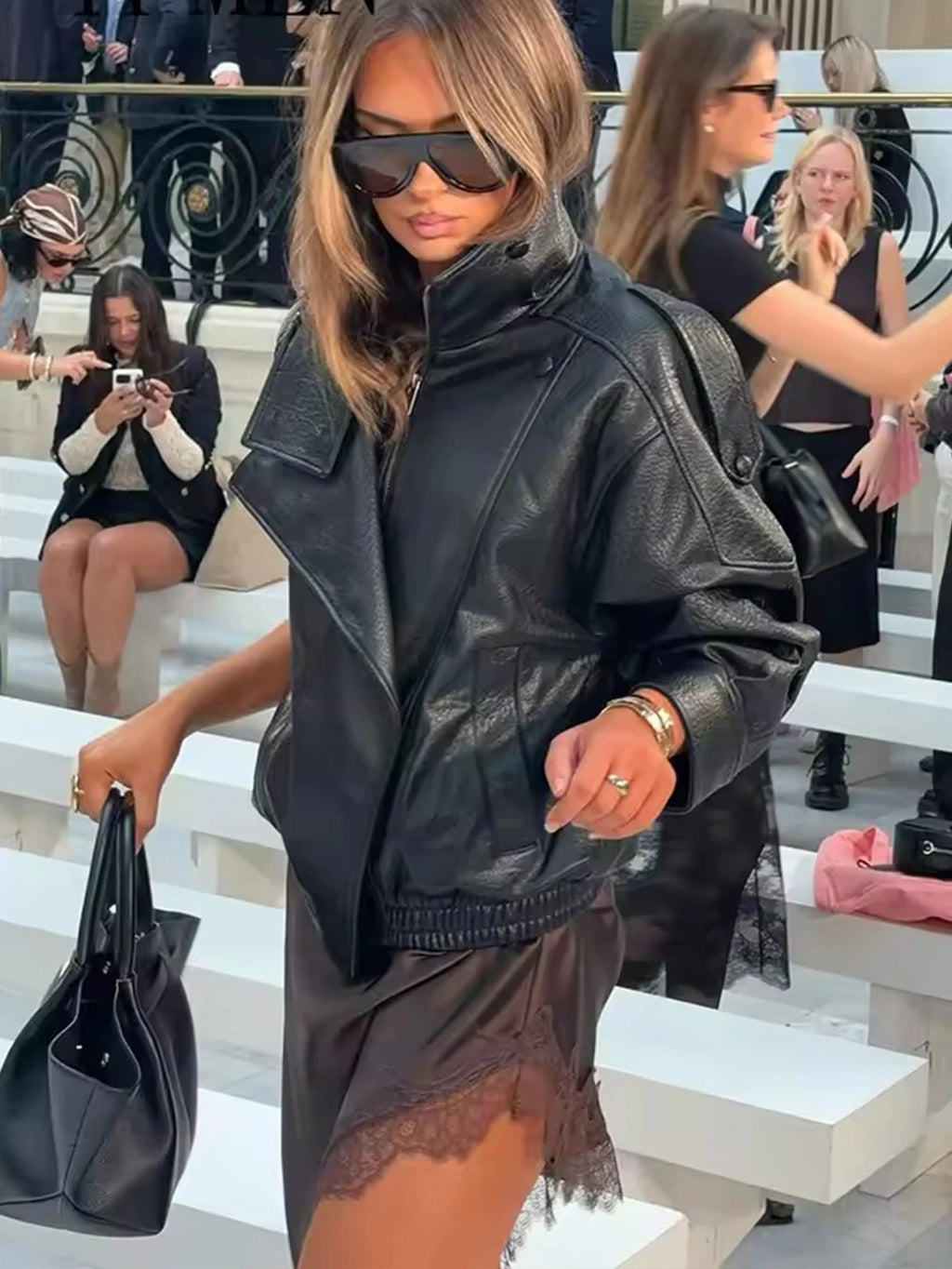 Oversized Jakke i Kunstlæder til Kvinder