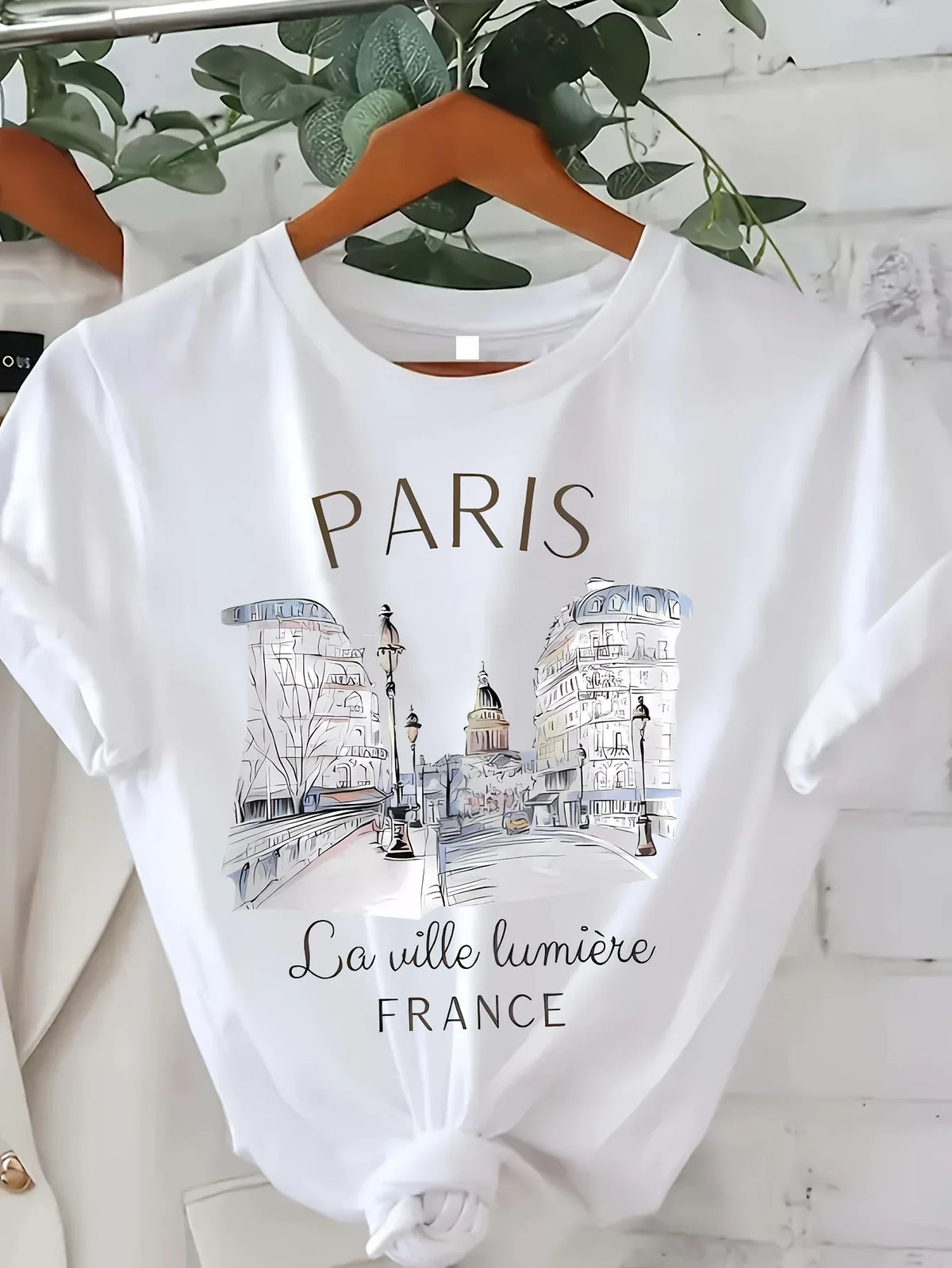 T-shirt med Paris-inspireret Print