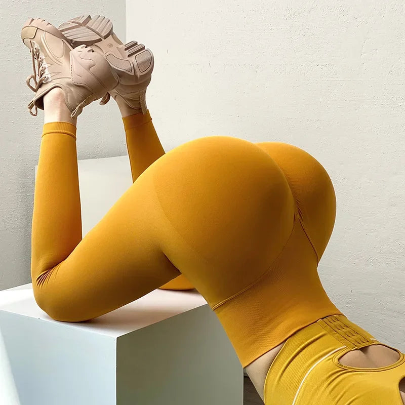 Højtaljede Sømløse Leggings med Push-Up-effekt til Fitness og Yoga