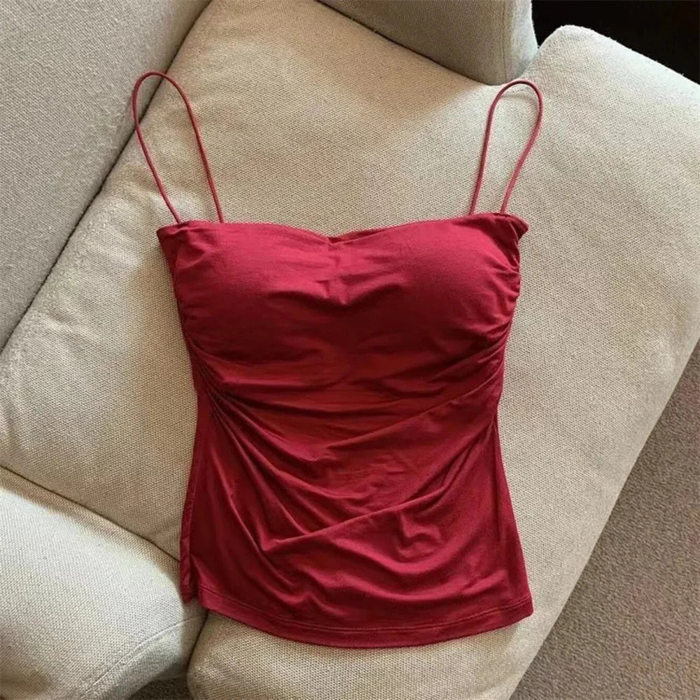 Stroptop med Plisseret Talje og Korsetinspireret Design