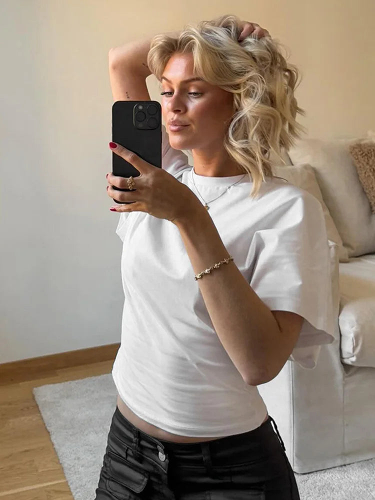 Kort T-shirt med korsetdesign