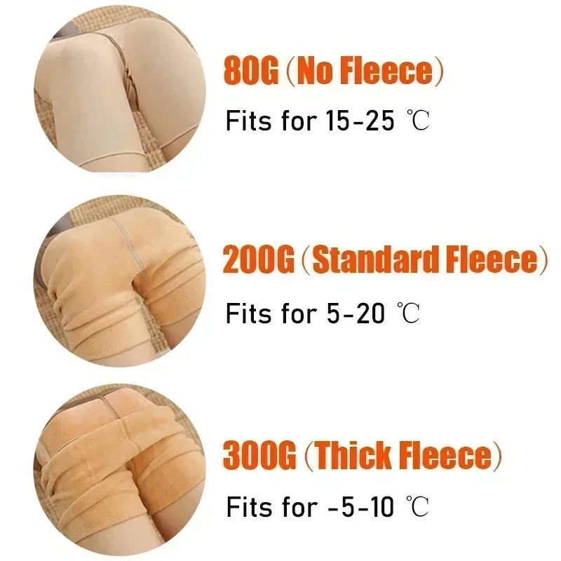 Varme Termostrømpebukser med Høj Talje og Transparent Look