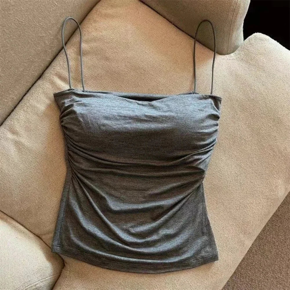 Stroptop med Plisseret Talje og Korsetinspireret Design