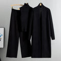 Elegant 3-delt Striksæt med Cardigan, Sweater og Bukser