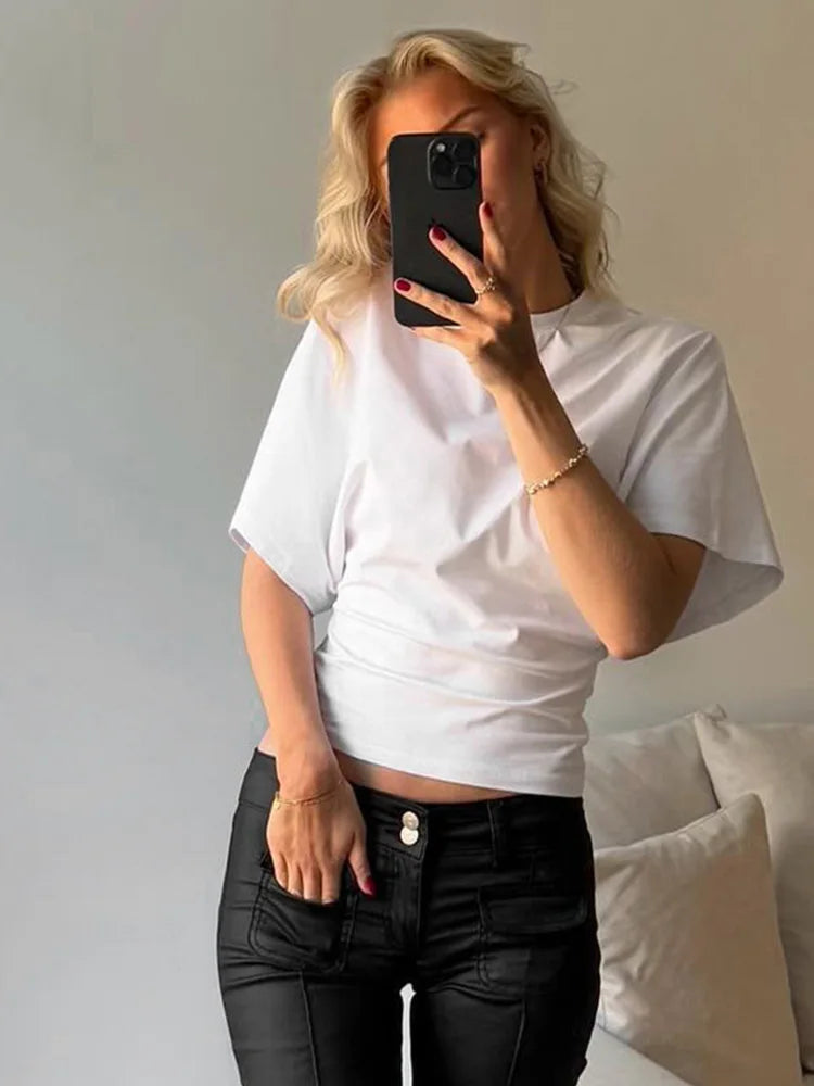 Kort T-shirt med korsetdesign