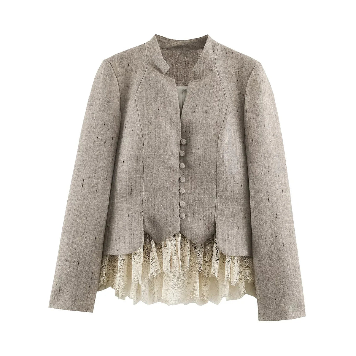 Blazer med blondeinspirerede detaljer