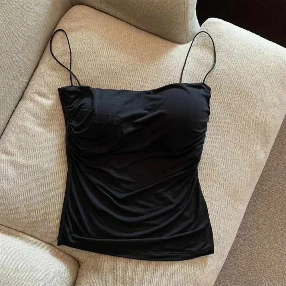 Stroptop med Plisseret Talje og Korsetinspireret Design