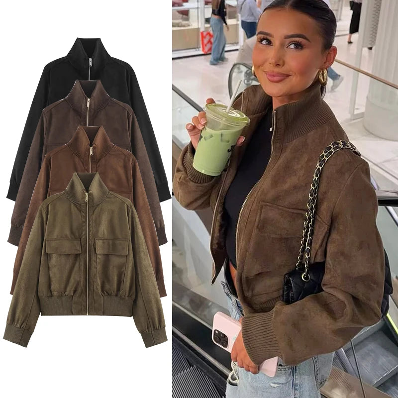 Elegant overgangsjakke med store lommer