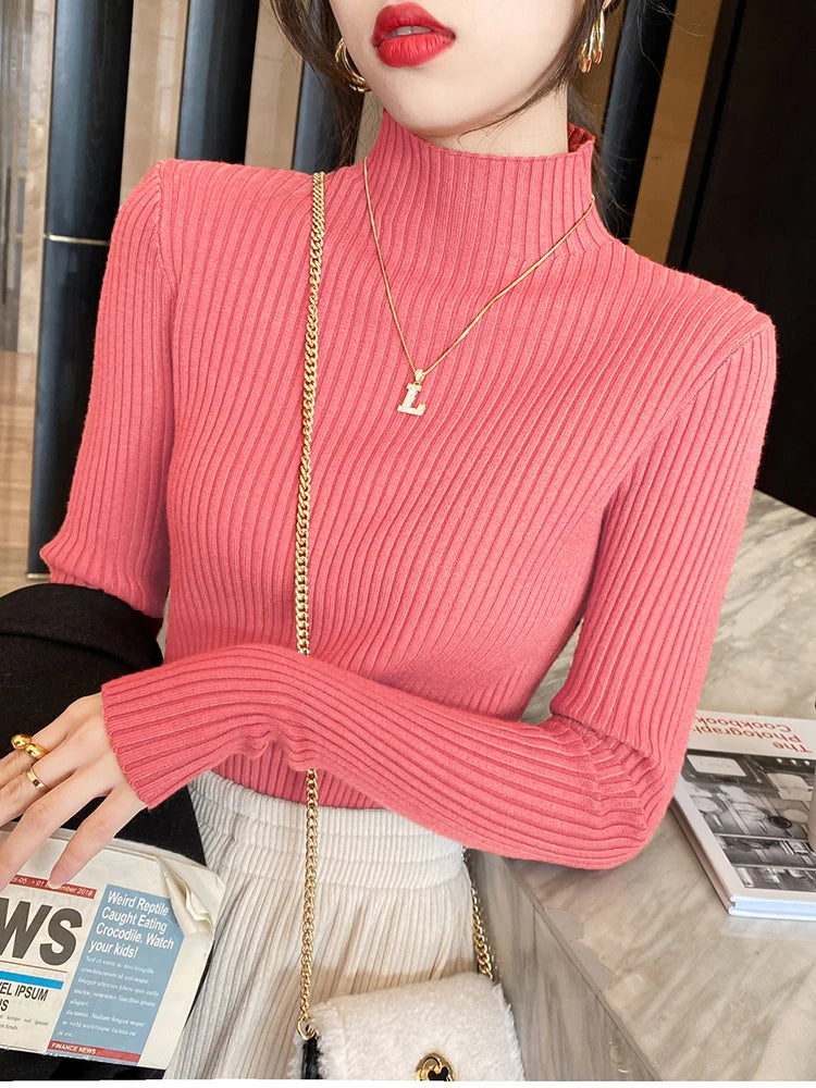 Strikket Rullekravetrøje med Lange Ærmer